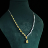 Single Line Yellow Pear and Round Lab Grown Diamond Necklace