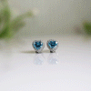 0.45 ct Each Blue Heart Lab Grown Diamond Halo Stud Earrings in Gold | Sustainable And Ethical Jewelry