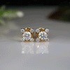 Elegant Four Round Prong Stud Lab Made Diamond Earrings