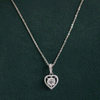 Heart Shape Lab Made Diamond Halo Pendant with Chain