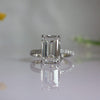 Emerald Cut Lab Grown Diamond Hidden Halo Wedding Ring