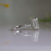 Emerald Cut Lab Grown Diamond Hidden Halo Wedding Ring