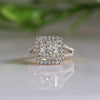 Eco Friendly Princess And Round Cut Lab Diamond Ring Split Shank Halo Engagement Ring