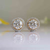 Detachable Round Brilliant Cut Lab Grown Diamond Halo Earrings