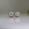 Round Brilliant Cut Lab Grown Diamond Halo Wedding Earrings