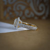 Amazing Cushion Cut Lab Grown Diamond Halo Engagement Ring In 18k Yellow Gold