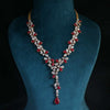 Lab Created Pear and Round Brilliant Diamond Necklace in 18k Yellow Gold