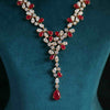Lab Created Pear and Round Brilliant Diamond Necklace in 18k Yellow Gold