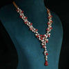 Lab Created Pear and Round Brilliant Diamond Necklace in 18k Yellow Gold