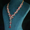 Lab Created Pear and Round Brilliant Diamond Necklace in 18k Yellow Gold
