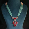 Lab Created Round Diamond Pendant Studded With Ruby In 18k Yellow Gold