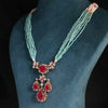 Lab Created Round Diamond Pendant Studded With Ruby In 18k Yellow Gold