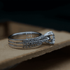 Dazzle with Elegance of Stunning Three-Band CVD Diamond Engagement Ring