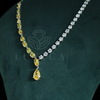 Single Line Yellow Pear and Round Lab Grown Diamond Necklace