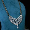 Stylish Lab Grown Diamond MangalSutra black bead chain With Diamond Pendant