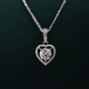 Heart Shape Lab Made Diamond Halo Pendant with Chain