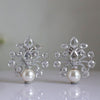Regal Pearl Blossom Lab Created Rose Cut Diamond Earring