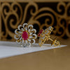 Round Cut Lab Grown Diamond Earring with Changeable Ruby's
