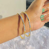 Pave 4.7 Cts Round Brilliant Cut Lab Grown Diamond Bangles In 18K Yellow Gold