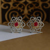 Lab Created Round Cut Floral Diamond Earrings In 18k Yellow Gold