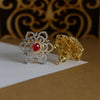 Lab Created Round Cut Floral Diamond Earrings In 18k Yellow Gold