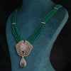 Green Onex Beads Long Set Lab Grown Diamond Necklace