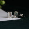 Emerald Shaped Solitaire diamond Earstuds