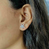 Marquise Shaped Lab Created White Gold Floral Leaves Design Studs Earrings
