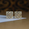 Stunning Close Setting 1.26 Cts Baguette and Round Lab Diamonds Stud Earrings In 22K Gold