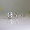 Our Lab Created White Gold Diamond Halo Studs Earrings