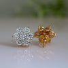 Stunning Floral 18k Yellow Gold and Lab Created Diamond Stud Earrings