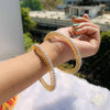 Glamorous Lab Created Openable Diamond Bangles In 18k Yellow Gold