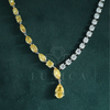 Single Line Yellow Pear and Round Lab Grown Diamond Necklace