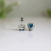 0.45 ct Each Blue Heart Lab Grown Diamond Halo Stud Earrings in Gold | Sustainable And Ethical Jewelry