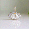 Floral Burst Oval Halo Ring, Solitaire Lab Grown Diamond Bridal Ring