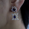 Luxury Lab Diamond Earrings with Blue Gemstone