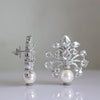 Regal Pearl Blossom Lab Created Rose Cut Diamond Earring
