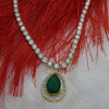 Round and Green Pear Shape Lab Grown Diamond Necklace