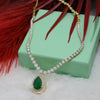 Round and Green Pear Shape Lab Grown Diamond Necklace