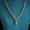 Single Line Yellow Pear and Round Lab Grown Diamond Necklace