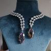 Lab Grown Diamond Open collar Necklace with Ametirne Stone