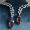 Lab Grown Diamond Open collar Necklace with Ametirne Stone