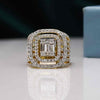 Baguette and Round Cut Halo Style Lab Grown Engagement Ring