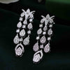 Round Brilliant Cut Lab Grown Diamond White Gold Long Dangle Earrings