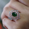 Green Gems Stone Lab Grown Cocktail faux Engagement Ring