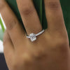 Colorless Emerald Cut Lab Grown Engagement Ring With Hidden Halo