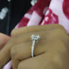 Colorless Emerald Cut Lab Grown Engagement Ring With Hidden Halo