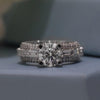 Round and Baguette Cut Lab Grown Diamond Ring Hidden Halo Engagement Ring
