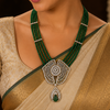 Green Onex Beads Long Set Lab Grown Diamond Necklace