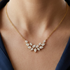 Elegant Pear Cut Lab Grown Diamond  14K Yellow Gold  Pendant Chain , Wedding Jewelry